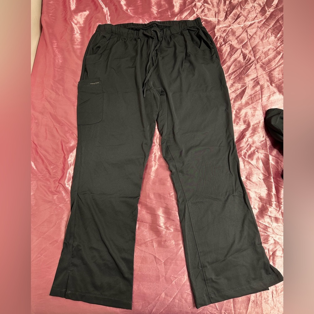 Healing Hands Charcoal Scrub Pants with Drawstring